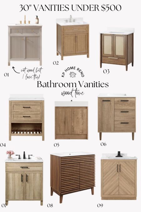 Here are some neutral, wood tone bathroom vanities UNDER $500. All come with a vanity top! 



#LTKHome