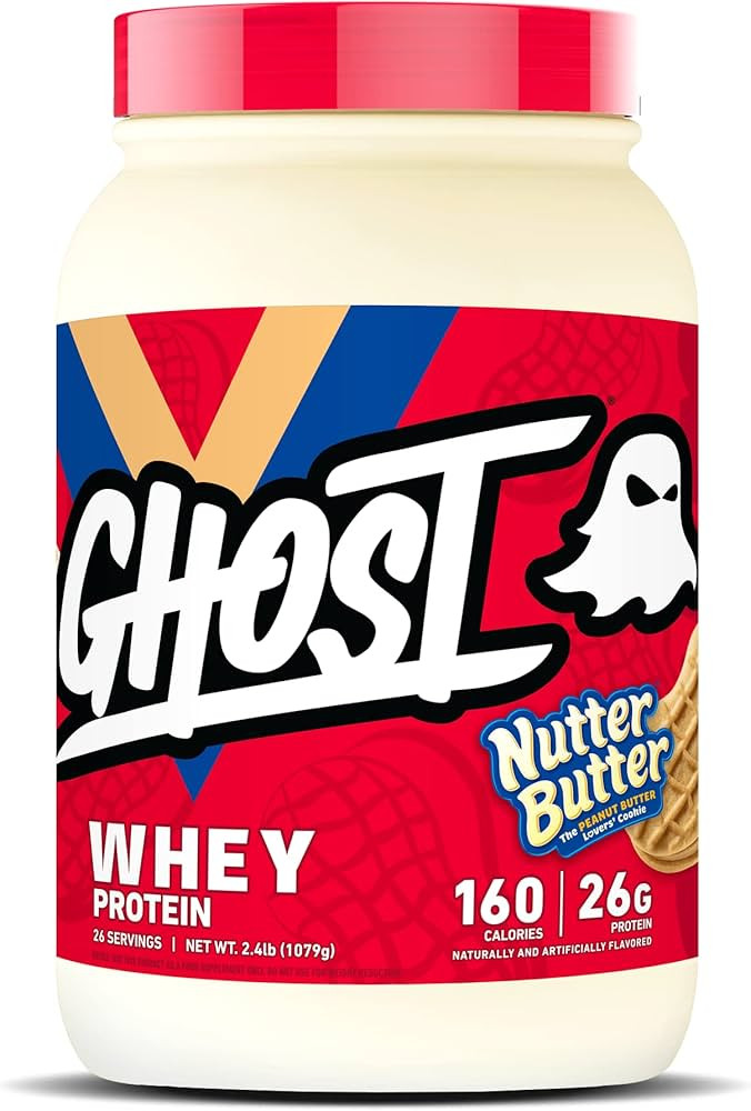 GHOST Whey Protein Powder, Nutter Butter - 2LB Tub, 26G of Protein - Peanut Butter Cookie Flavore... | Amazon (US)