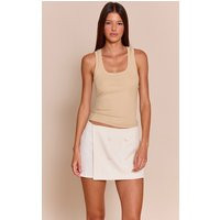 Cream Button Detail Skort | PrettyLittleThing UK