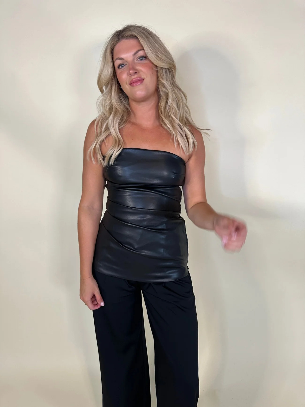 The Luxe Faux Leather Strapless Top-Final Sale | Ardire Collection
