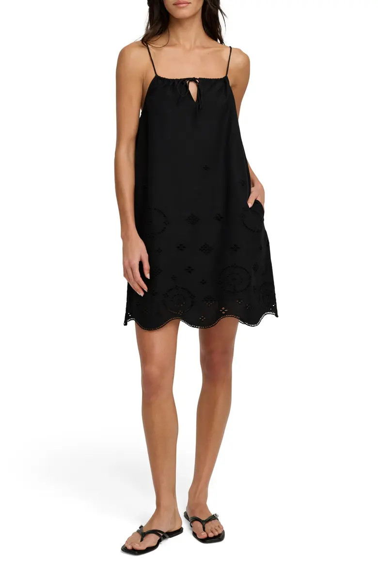 Favorite Daughter The Pretty Please Embroidered Hem Detail Cotton Minidress | Nordstrom | Nordstrom