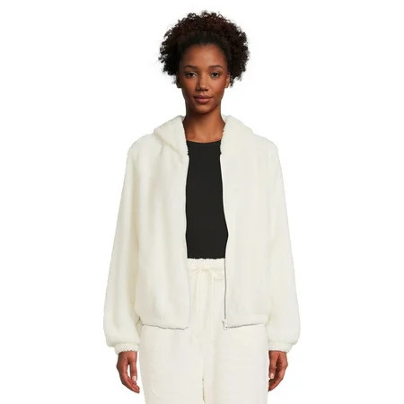Self Esteem Juniors Faux Sherpa Zip Up Hoodie | Walmart (US)