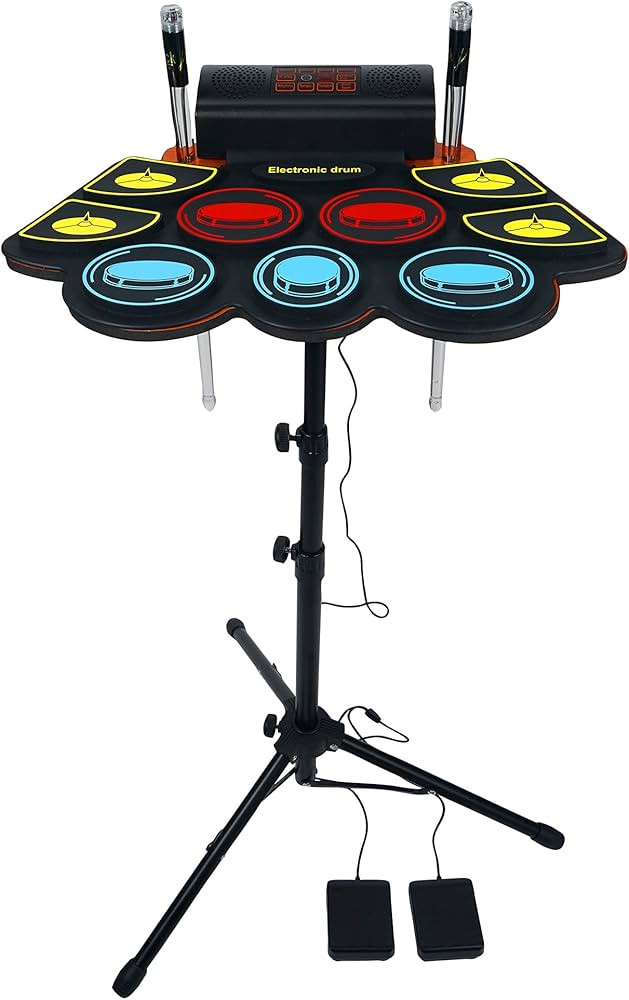 Electric Drum Set for Kids, Electronic Drum Pad with Light Up Drumsticks and Drum Stand, Bulit-in... | Amazon (US)