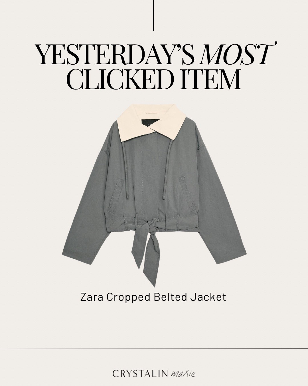 Zara cropped belted jacket. love the gray color that’s hard to come by. I cut the belt out. in the xs.

#LTKmomlife #LTKOver40 #LTKPetite