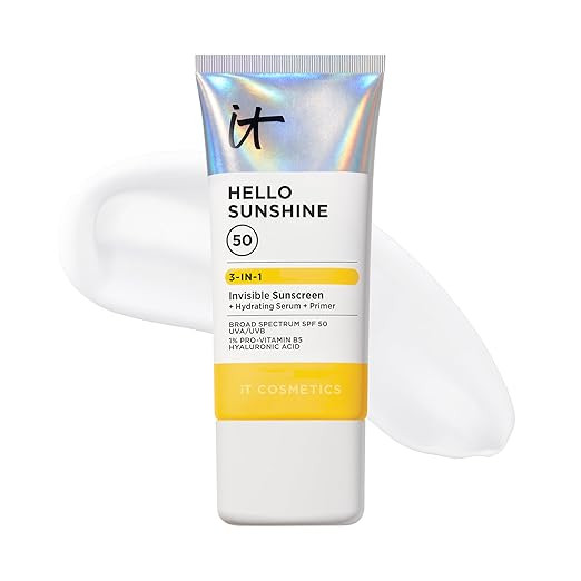 IT Cosmetics Hello Sunshine Invisible Sunscreen for Face SPF 50 - Sunscreen, Hydrating Serum & Ma... | Amazon (US)