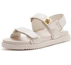 vodvob Women's Flat Sandals Double Straps Adjustable Slides with Soft Arch Support Slip On Casual... | Amazon (US)