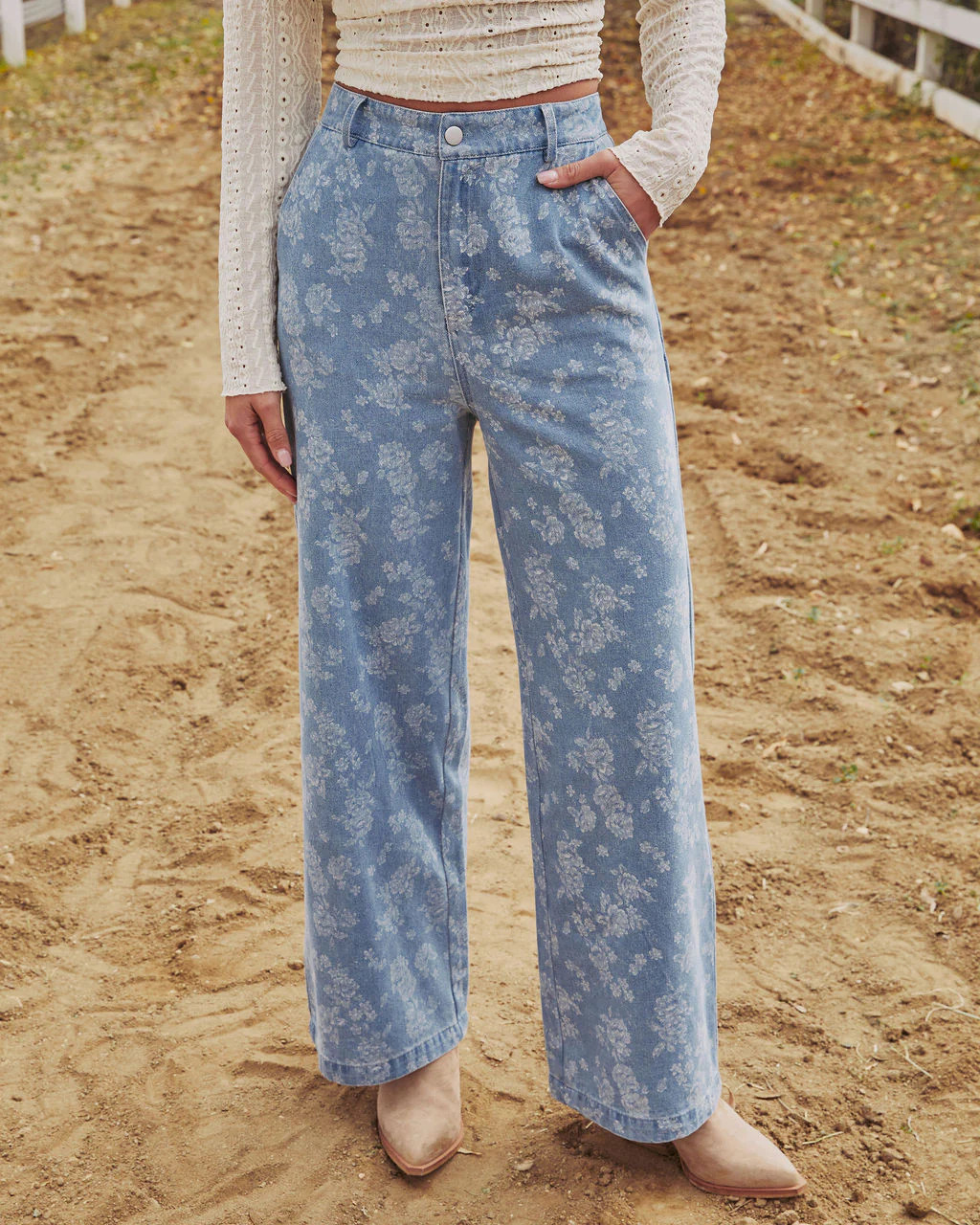 Prairie Bloom Rigid High Rise Relaxed Floral Jeans | VICI