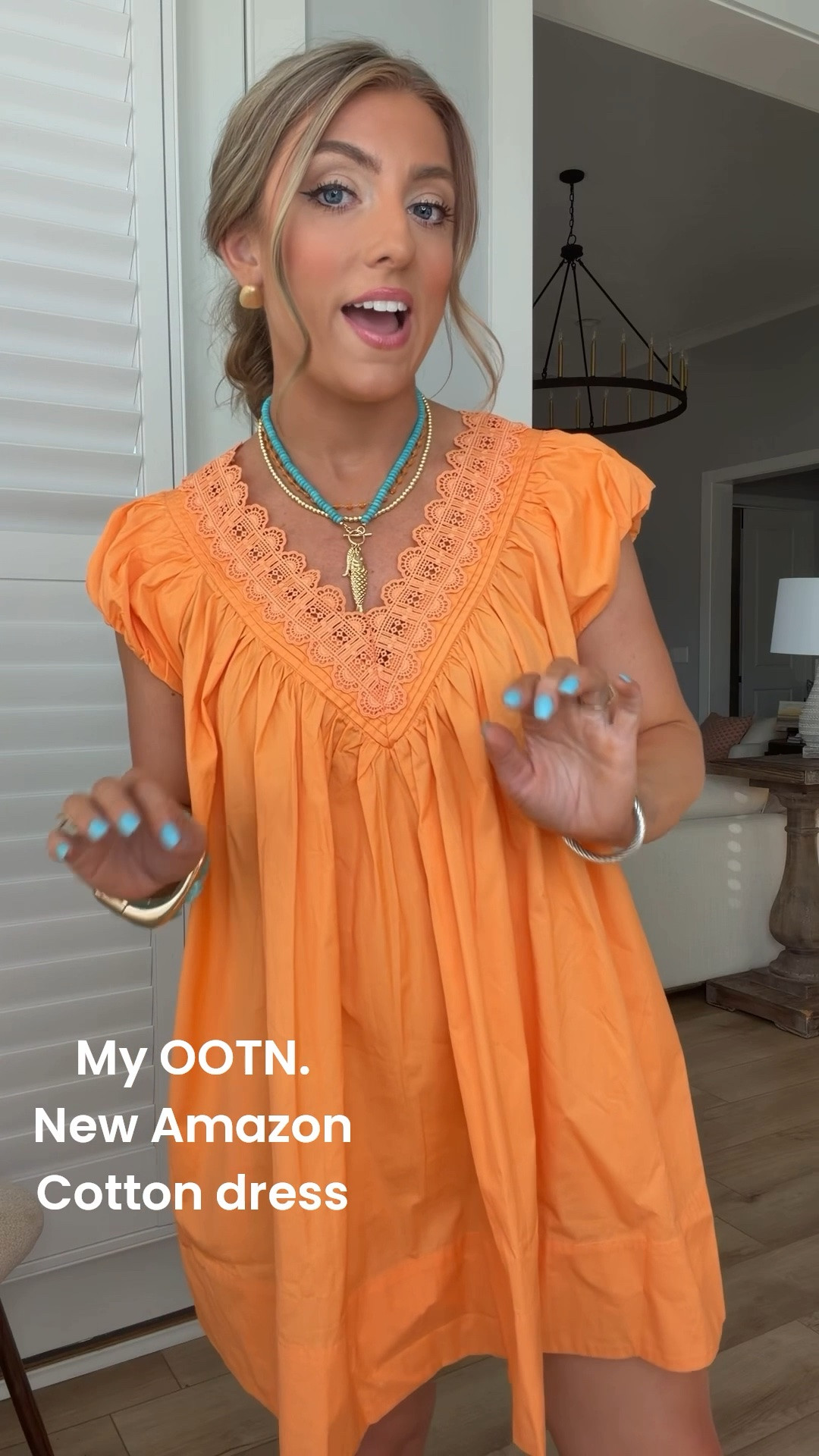 Dinner date night called for this gorgeous Amazon dress 🍊✨ The color, the lace detail, and the breezy 100% cotton fabric make it one of those pieces you’ll reach for all summer long. Lightweight, comfortable, and effortlessly flattering — perfect for dinner, vacation nights, brunch, or any warm-weather occasion.

I styled it with my favorite Amazon beaded necklaces for a fun pop of color and paired it with my go-to Walmart sandals that literally go with everything. 🤍

If you’re looking for a cute summer dress, Amazon fashion finds, cotton dresses for women, or vacation outfit ideas, this one is definitely worth adding to your cart!

#AmazonFashion #AmazonFinds #AmazonStyle #SummerDress #CottonDress #DinnerOutfit #OOTN #SummerStyle #VacationOutfit #VacationStyle #AmazonDress #AffordableFashion #FashionFinds #SummerOutfitIdeas #CasualChic #WalmartFashion #WalmartStyle #SummerWardrobe #DateNightOutfit #StyleInspiration

#LTKootd #LTKPetite