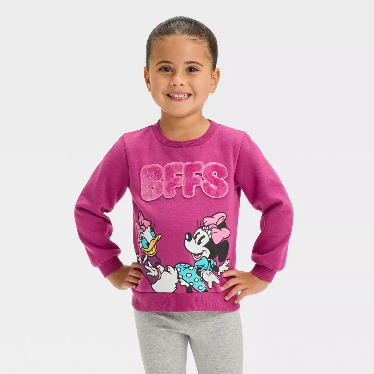 Toddler Girls' Disney Minnie Mouse and Daisy Elevated Fleece Pullover - Berry Purple | Target