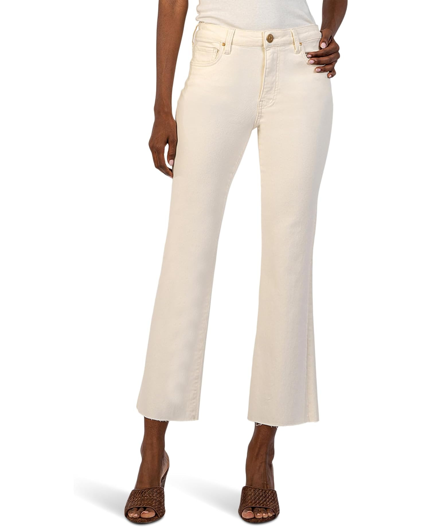 Kelsey High-Rise Ankle Flare With Raw Hem In Ecru | Zappos