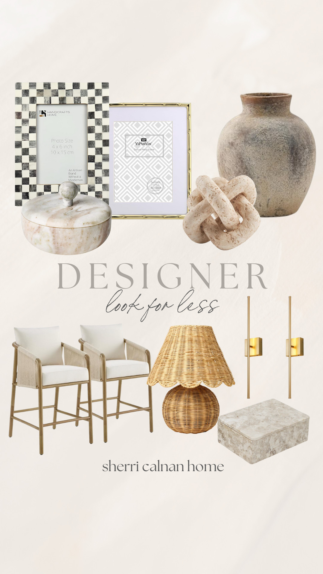 Designer For Less Home Decor

coastal home, checkered frame, beige home accents, serena and lily inspired stools, marble box, gold lights, woven lamp, gold home accents, sherri calnan home 

 

#LTKSeasonal #LTKHome #LTKStyleTip