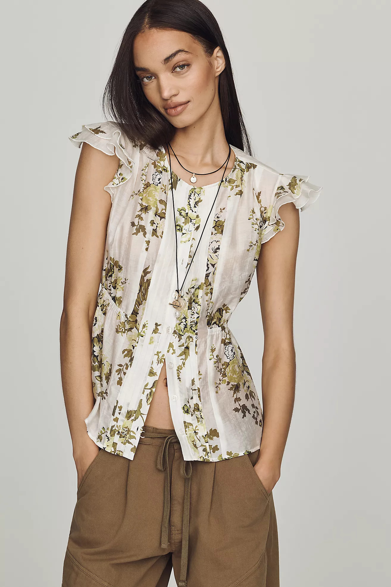 By Anthropologie Flutter-Sleeve Blouse | Anthropologie (US)