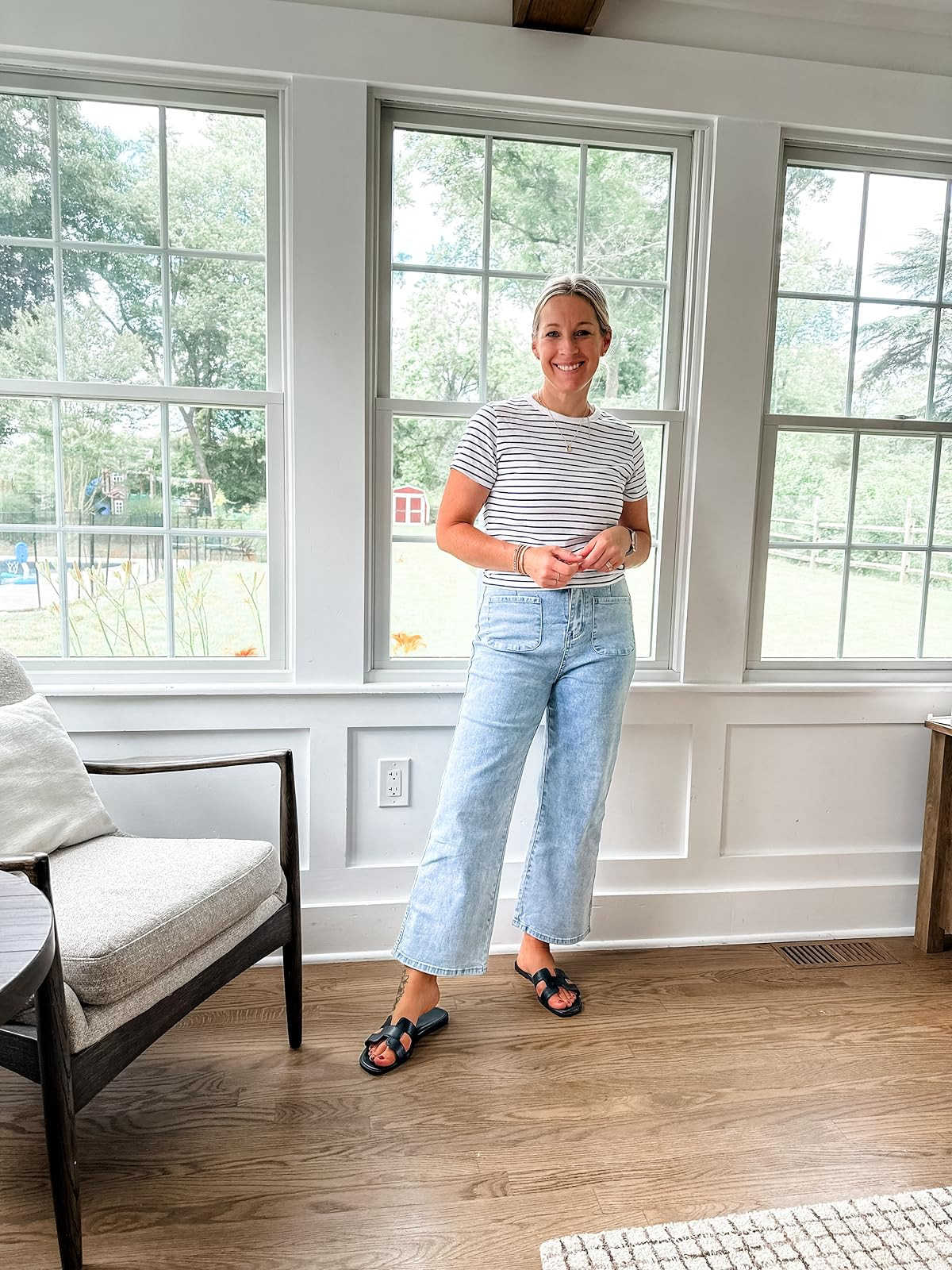 GRAPENT Wide Leg Jeans for Women High Waisted Straight Leg Stretchy Cropped Denim Pants with Pockets Jean Trousers | Amazon (US)