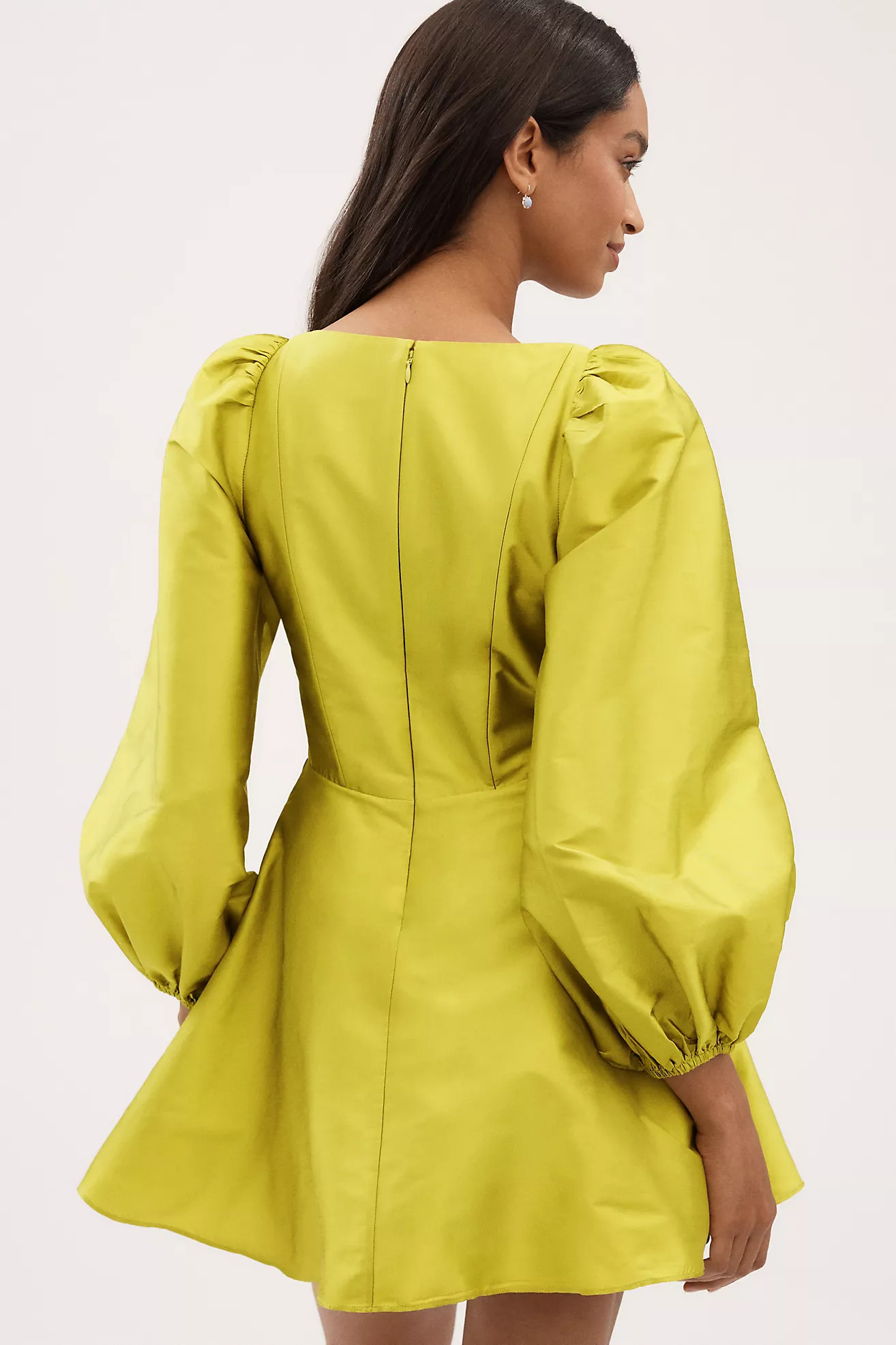 BHLDN Sage Balloon Puff-Sleeve Fit & Flare Mini Dress | Anthropologie (US)