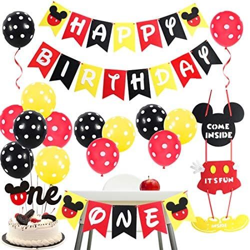 Mickey Themed 1st Birthday Party Supplies - Mickey and Minnie Party Decorations Welcome Sign Door... | Amazon (US)
