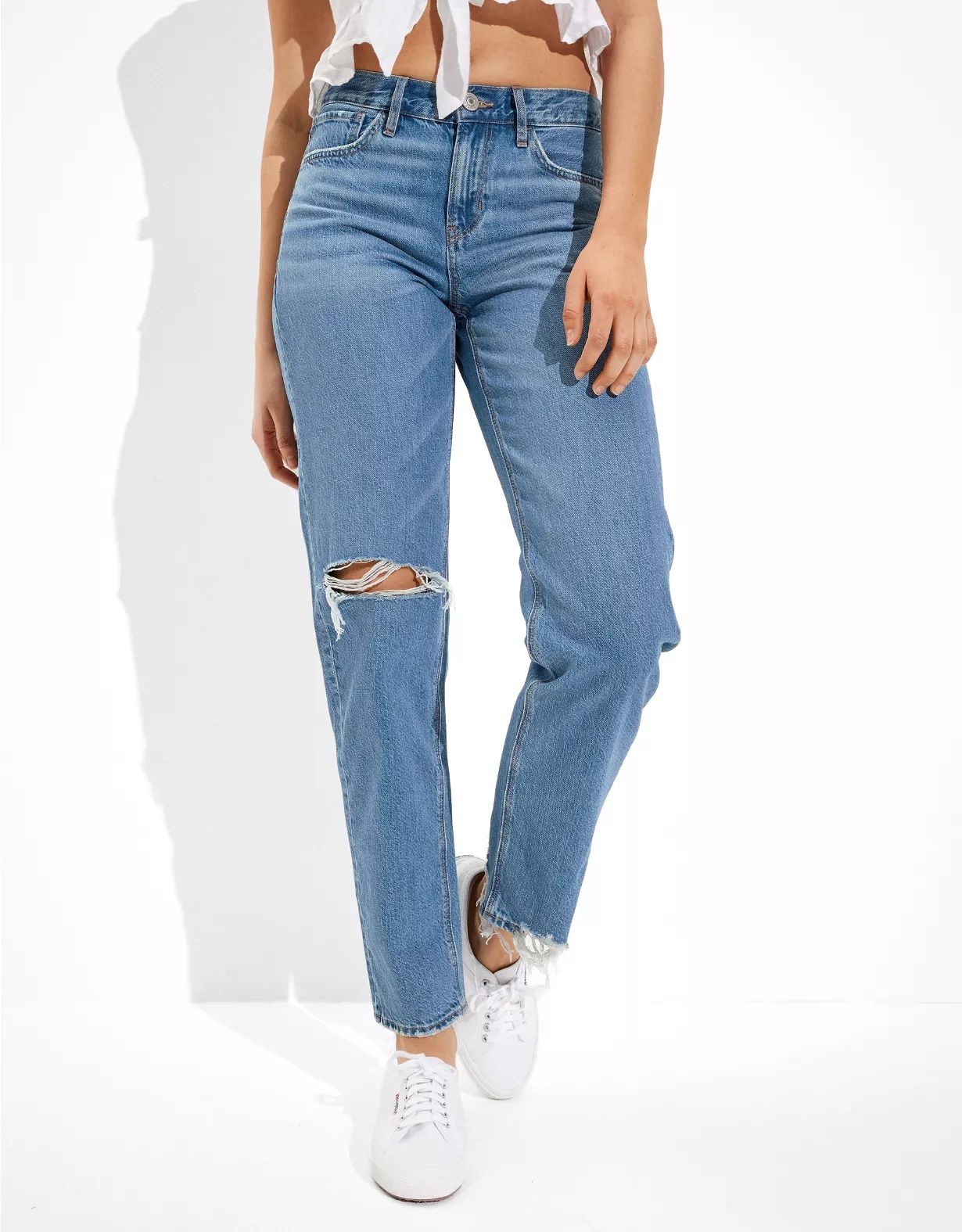 AE x The Jeans Redesign Ripped '90s Straight Jean | American Eagle Outfitters (US & CA)