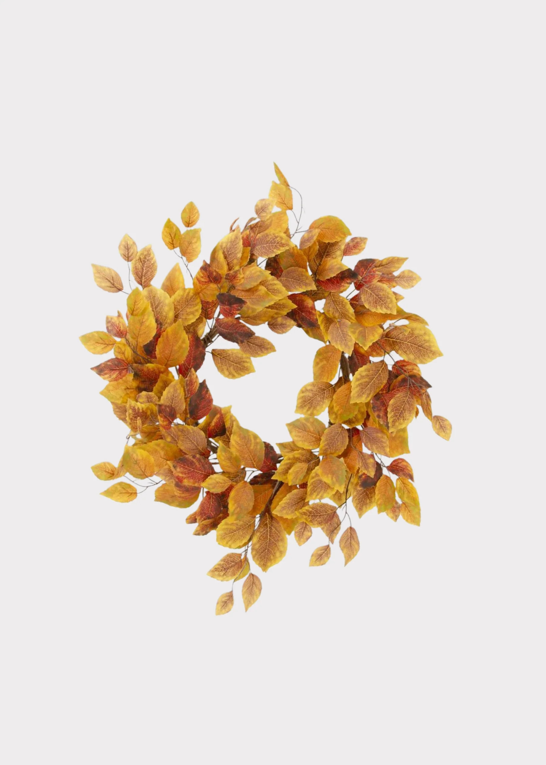Golden Yellow Birch Wreath | Lifelike Artificial Fall Leaves | Afloral | Afloral
