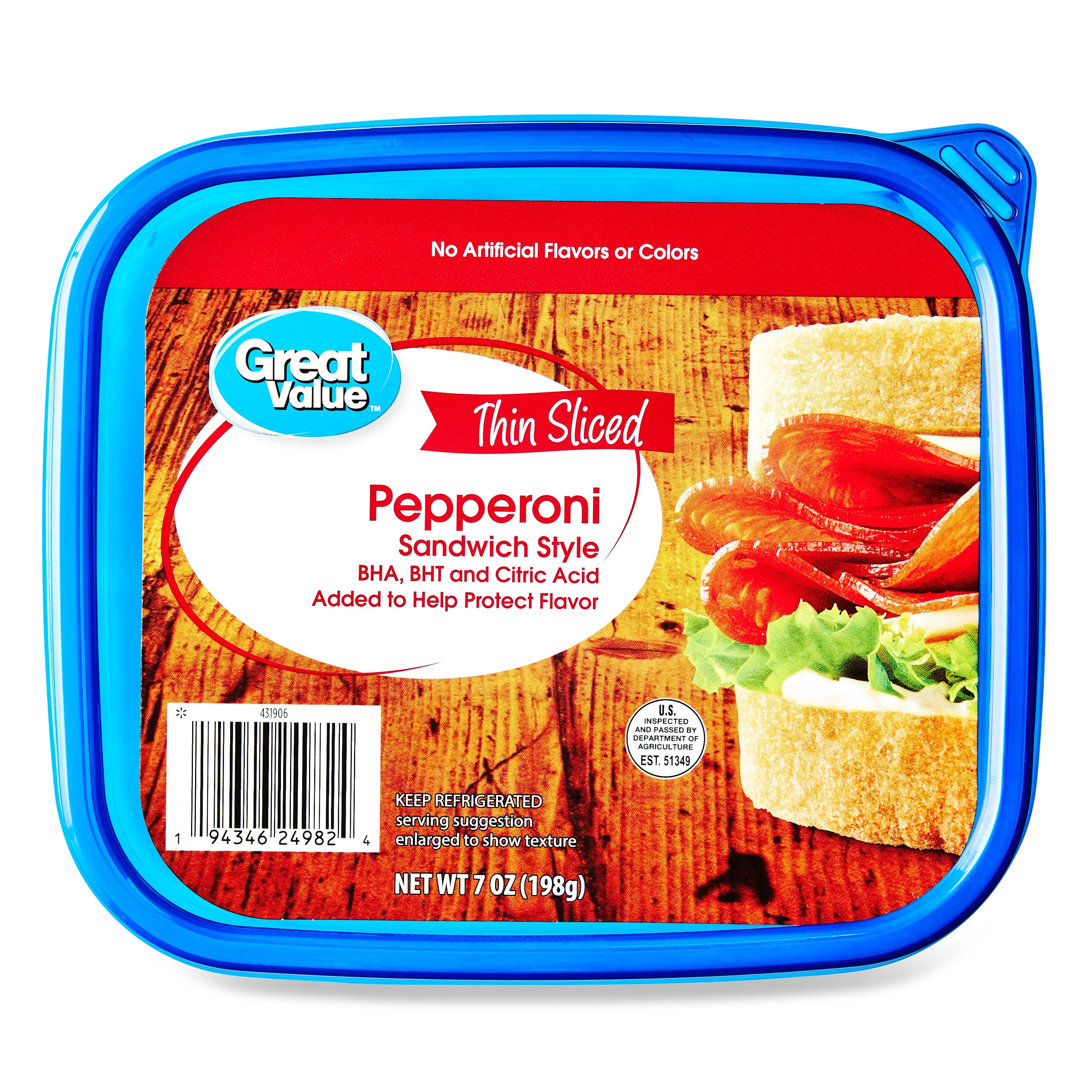 Great Value Thin-Sliced Sandwich-Style Pepperoni, 7 oz | Walmart (US)