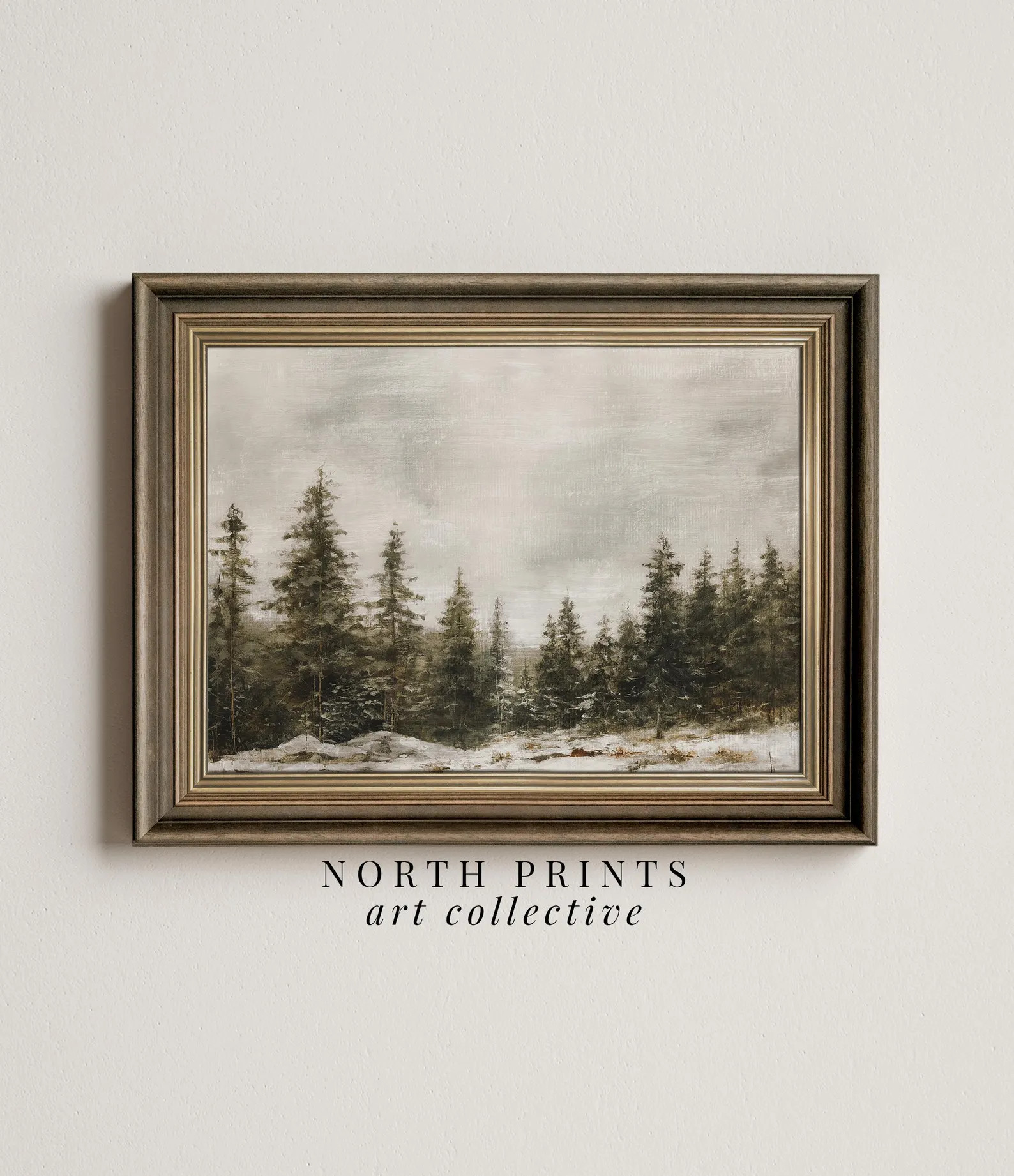 Winter Pine Forest Christmas Painting DIGITAL Art Rustic Landscape PRINTABLE Digital Download Nor... | Etsy (US)