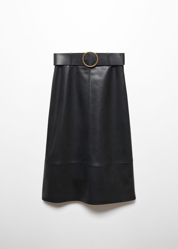 Midi faux leather skirt with belt -  Women | Mango USA | MANGO (US)