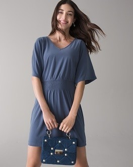 Kimono Sleeve Smocked Waist Dress | White House Black Market