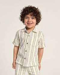 Boys Short Sleeve Striped Textured Button Up Shirt - Driftwood Bay - BLUE | Gymboree | Gymboree