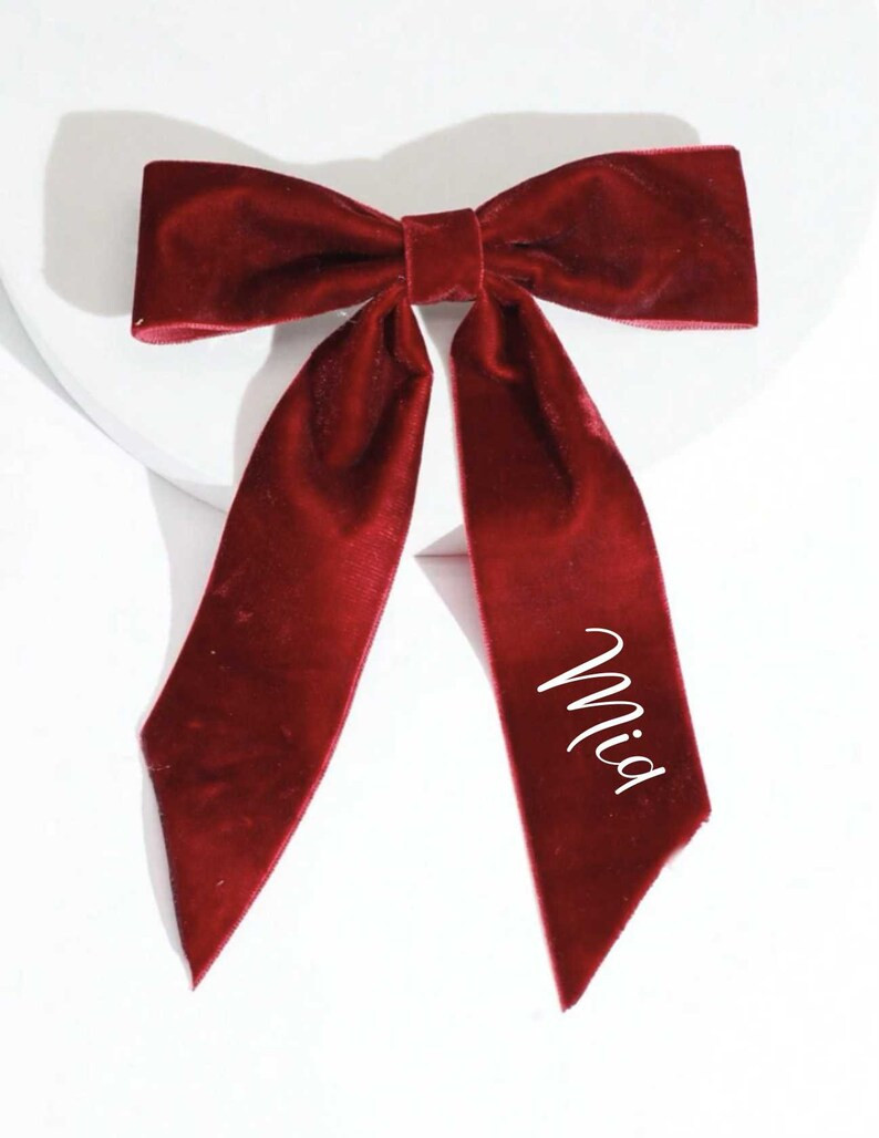 Personalised Velvet Girls or Womens Hair Bow Clip for - Etsy UK | Etsy (UK)