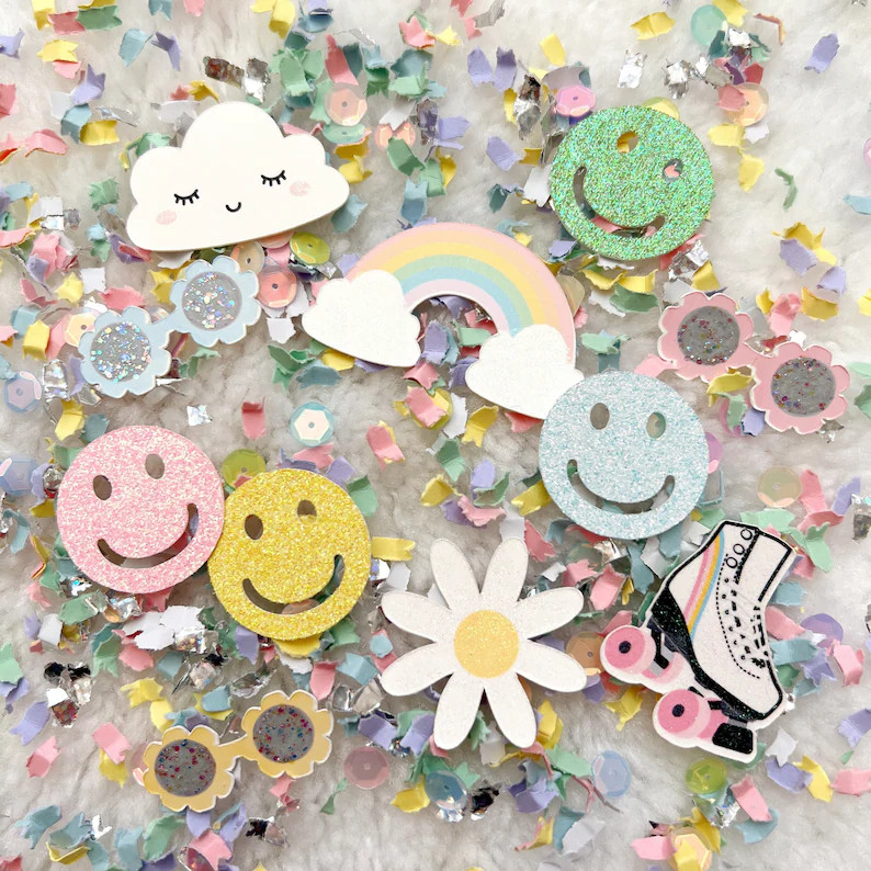 Groovy Party Supplies, Hippie Retro Party, Pastel Rainbow Party Decorations, 70s Theme Confetti, ... | Etsy (US)
