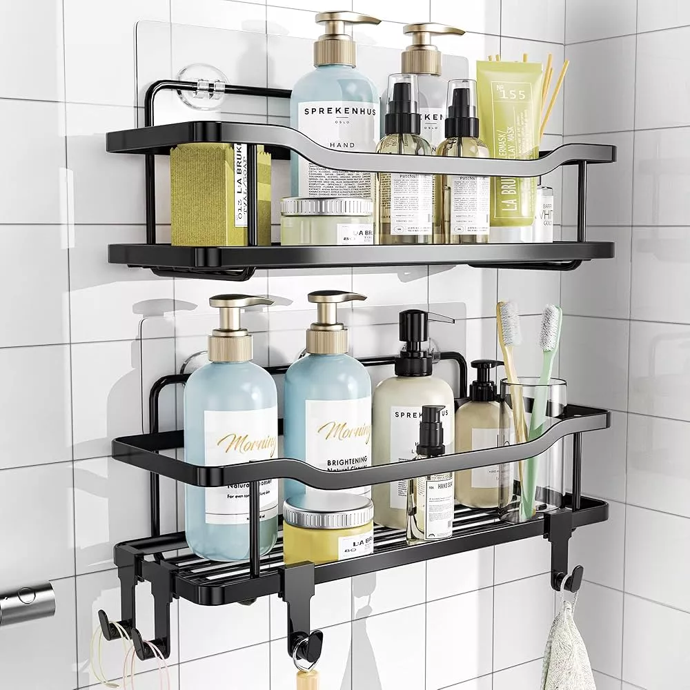 2 Pcs Adhesive Shower Rack, Shower Shelf, No Drilling Rustproof