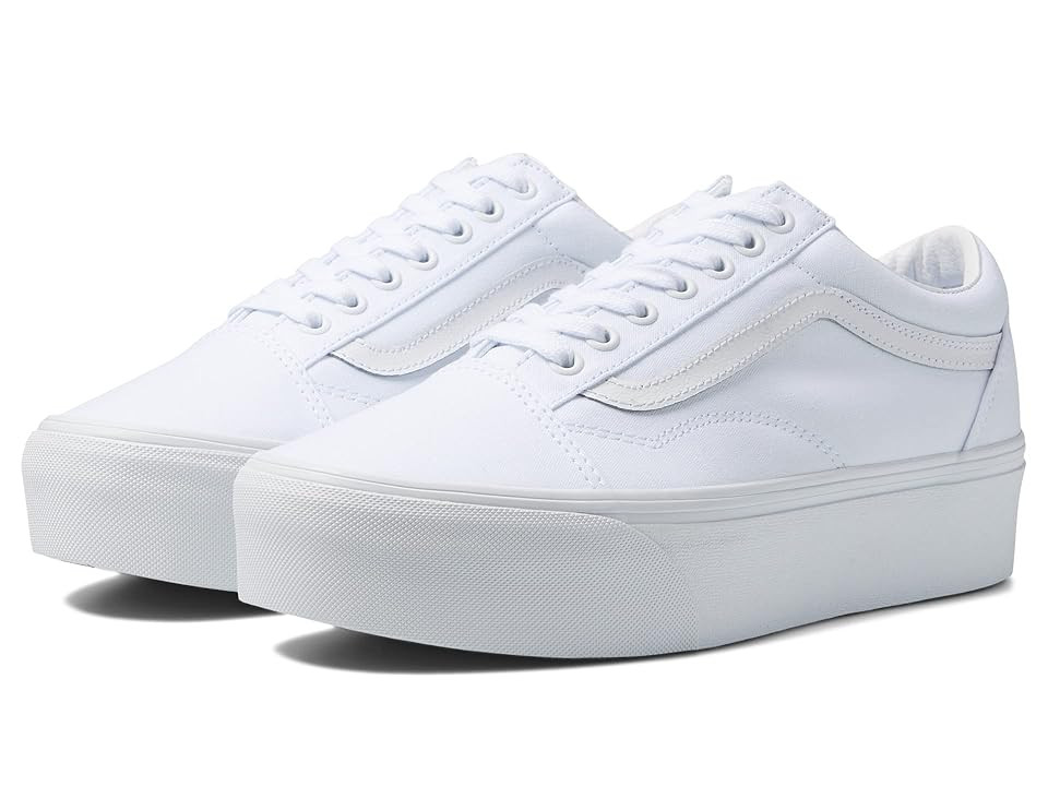 Vans Old Skool Stackform Shoes True White : Men's 3.5 - Women's 5 Medium, Canvas/Suede | Zappos