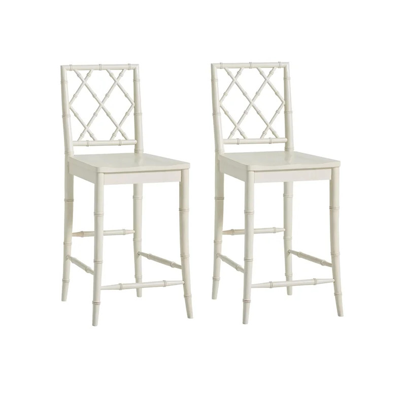 Universal Furniture Bamboo Carved X-Back 29" Bar Stool in White (Set of 2) | Walmart (US)