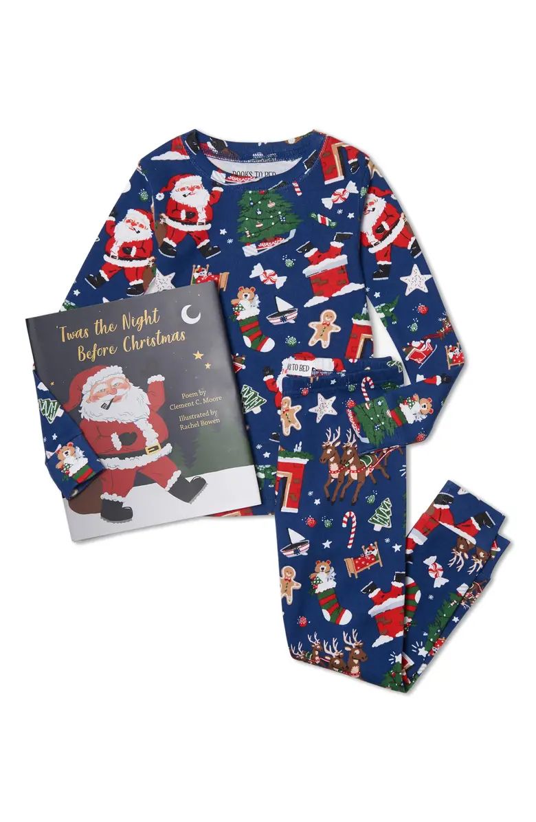 Hatley Christmas Organic Cotton Fitted Two-Piece Pajamas & Book Gift Set | Nordstrom