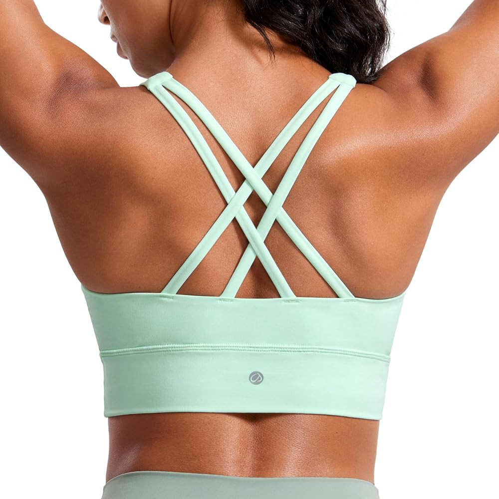 CRZ YOGA Womens Butterluxe Strappy High Neck Longline Sports Bra - Wireless Criss Cross Back Padd... | Amazon (US)