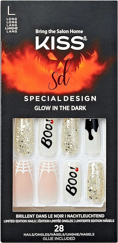 KISS Special Design Halloween Fake Nails, Glow-In-The-Dark, Style ‘Party Till I Die’, with Pi... | Amazon (US)
