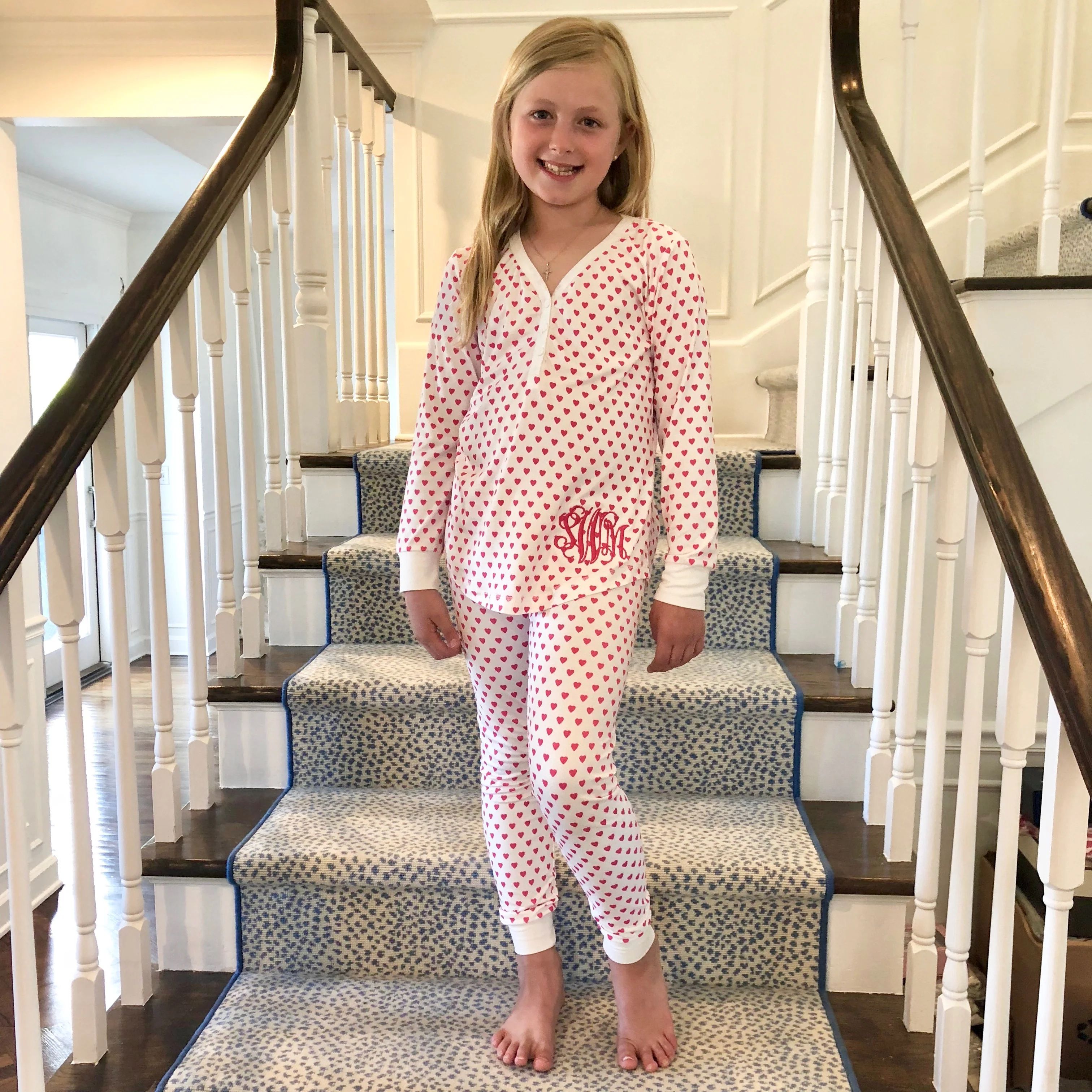 Monogram Girls Heart Pajama Set | I Love Jewelry