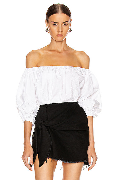 Marques ' Almeida Off Shoulder Top in White | FWRD 