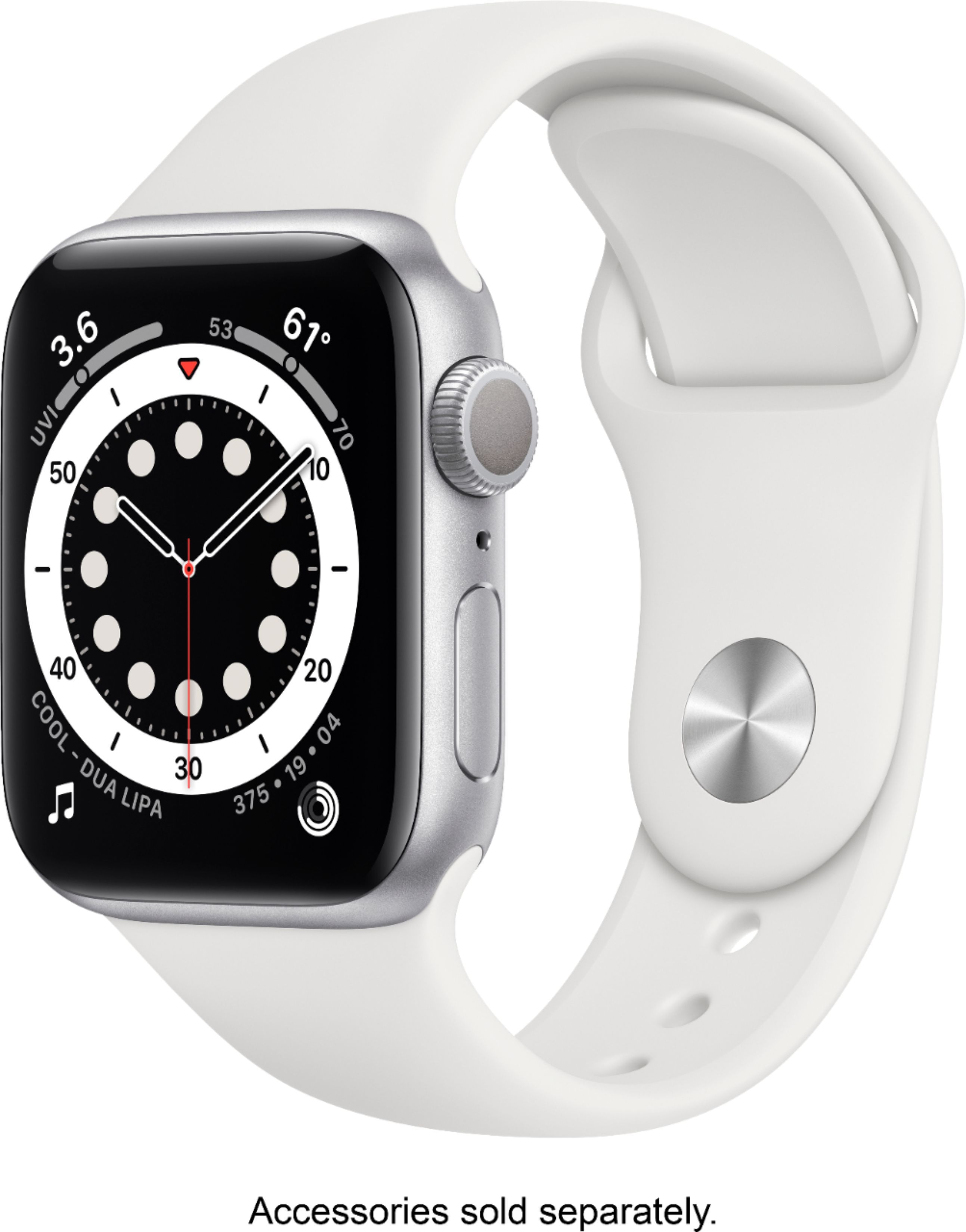 Apple Watch Series 6 (GPS) 40mm Silver Aluminum Case with White Sport Band Silver MG283LL/A - Bes... | Best Buy U.S.