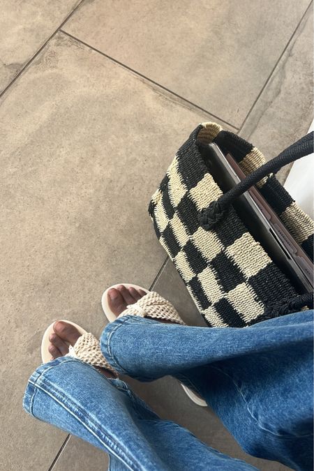 Summer cream crochet sandals and a gingham straw tote. Both have great texture! 

#LTKstyletip #LTKtravel #LTKshoecrush