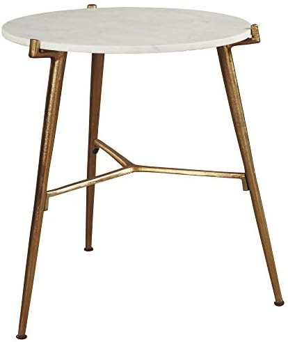Amazon.com: Signature Design by Ashley Chadton Modern Glam Faux Marble Accent Table, 21", Gold an... | Amazon (US)
