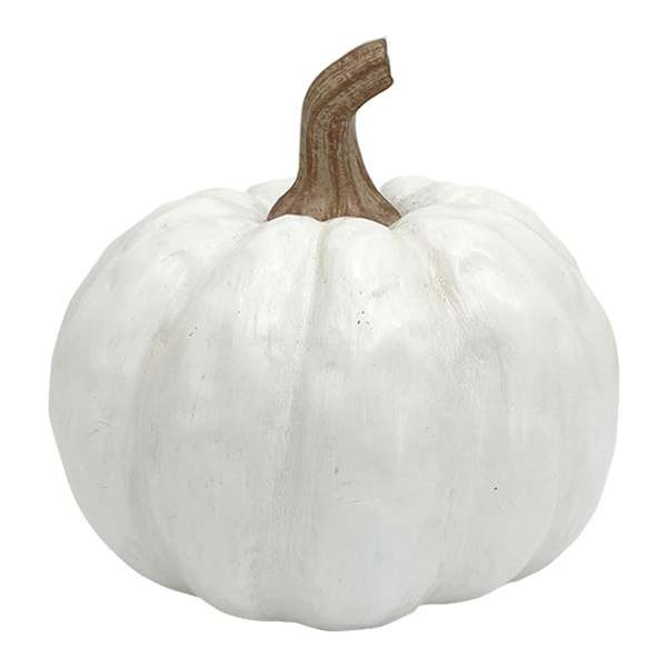 Pumpkin Decoration, White, Resin | At Home