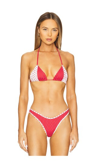 Coastal Bikini Top in Red Polka Dot Print | Revolve Clothing (Global)