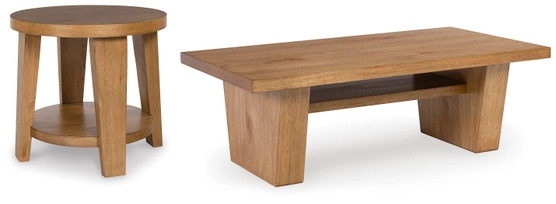 Kristiland Coffee Table with 1 End Table, Light Brown | Ashley