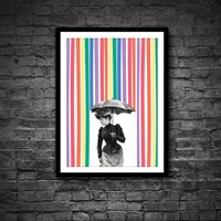 Rainbow Rain Altered Vintage Eclectic Art Print Victorian Lady Umbrella Maximalist Chic Alternative  | Etsy (UK)