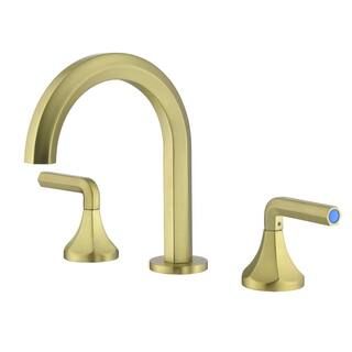 8 in. Widespread Double Handle 3 Hole Hexagon Brass Bathroom Sink Faucet in Brushed Gold | The Home Depot