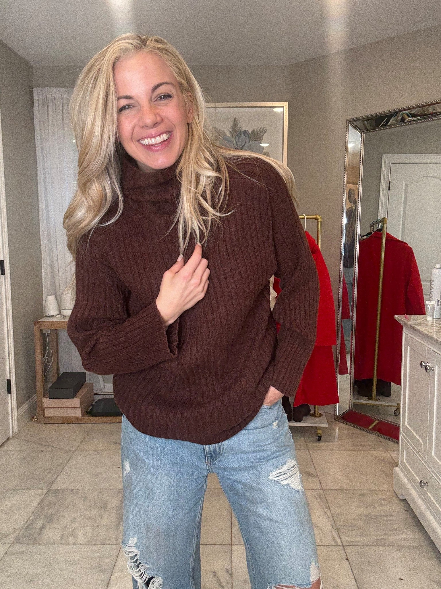 You can never go wrong with a turtleneck brown sweater ! Keeps you so warm and is such a good staple piece to have in your closet for winter ! Wearing a size small ! 🤎

#LTKHoliday #LTKU #LTKSeasonal