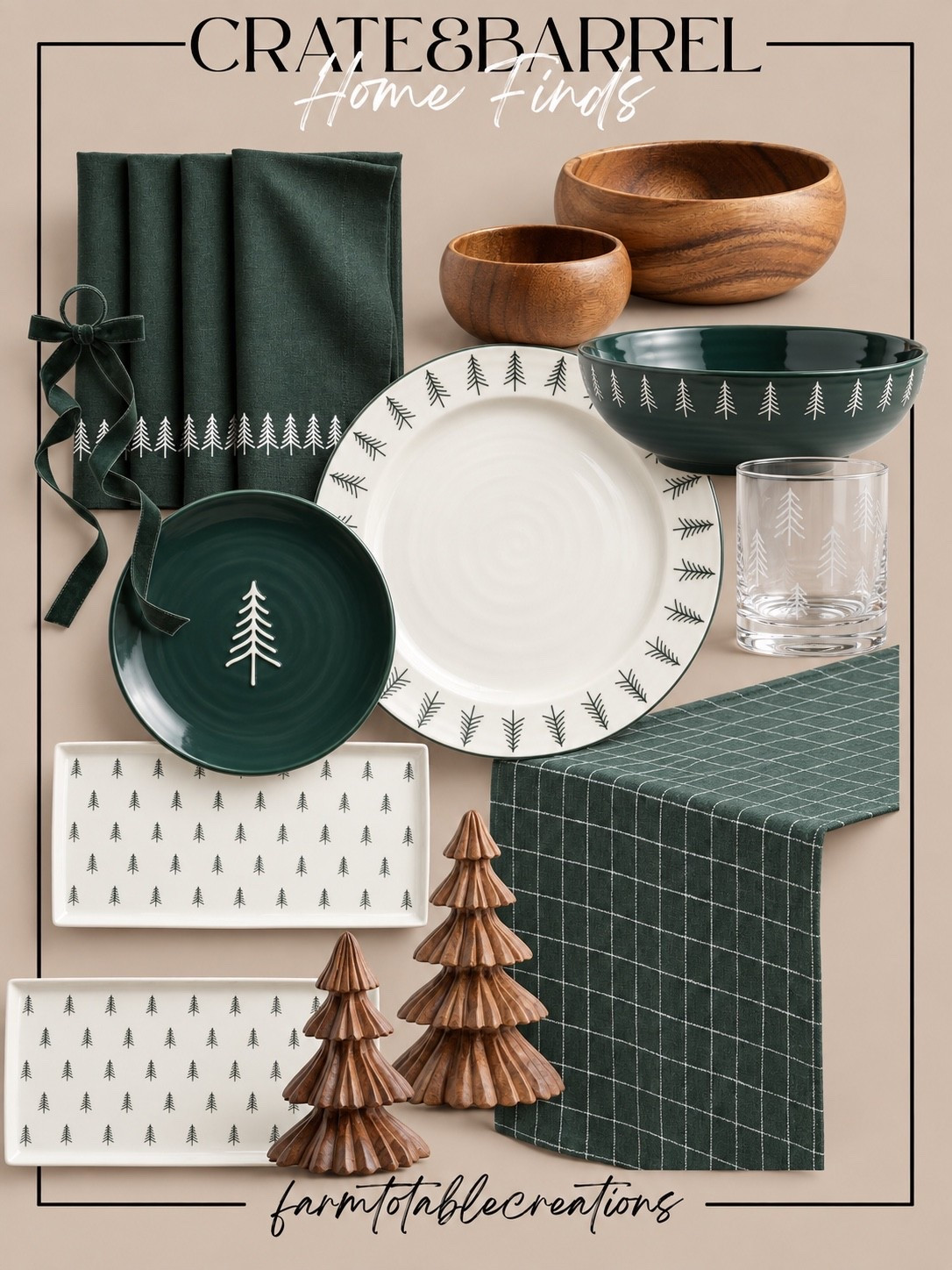 Crate & Barrel Holiday Table Finds 🎄

A cozy Christmas table with that timeless, collected feel. Deep evergreen linens, delicate tree-patterned dinnerware, warm wood serving pieces, and simple glassware create such a beautiful mix of traditional holiday style and modern warmth.

I love that these pieces feel festive without being overly Christmas-specific—the rich greens and natural wood tones can easily carry from early holiday gatherings through winter entertaining.

Follow @farmtotablecreations on Instagram for more cozy home finds and trending decor.

#LTKHome #CrateAndBarrel #CrateAndBarrelFinds #ChristmasTable #HolidayTable #ChristmasDecor #HolidayDecor #ChristmasDining #Tablescape #HolidayHosting #ChristmasHosting #ChristmasFinds #LTKHoliday #LTKFinds

#LTKHome #LTKSeasonal