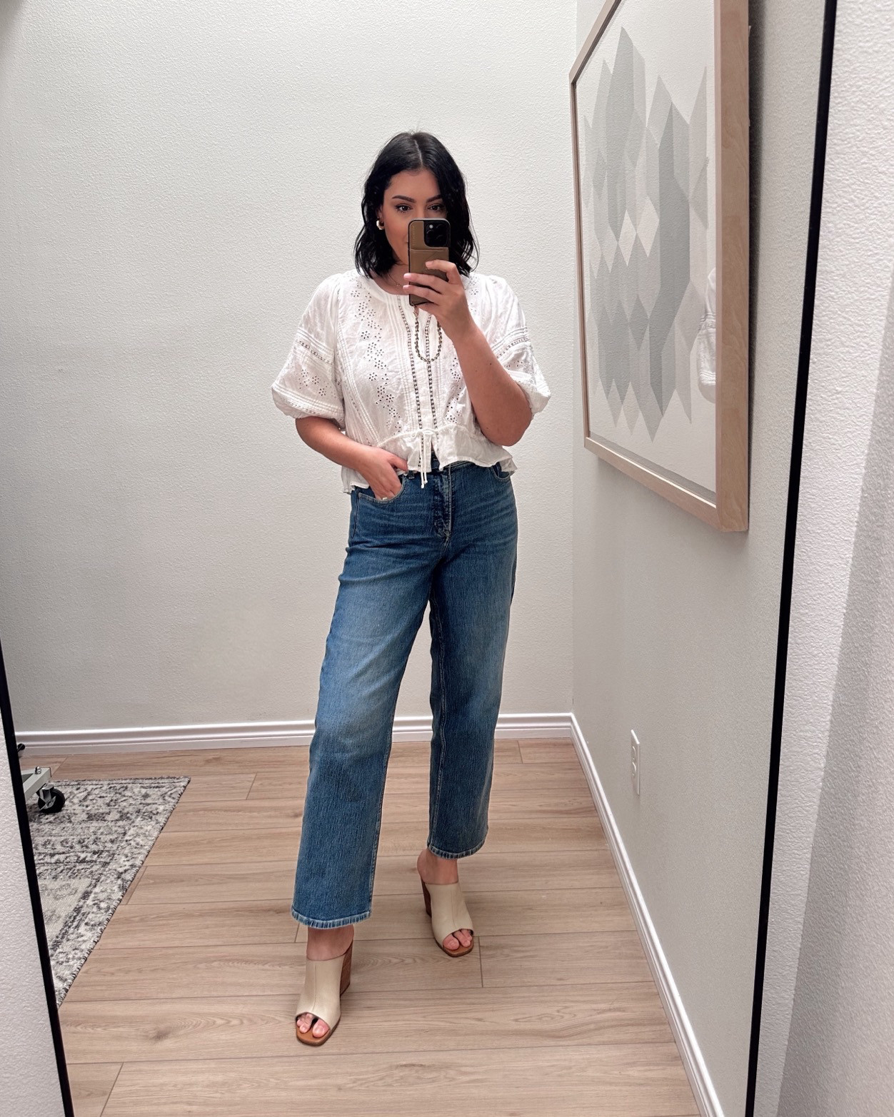 This is the LARGE regular length. I didn’t know the fit or sizing on Spanx jeans, so I didn’t get my correct size in most of these. This is the large and they’re too big in the waist / overall. I would love to get them in the medium to see a closer to true fit, because I really like their denim. 

 