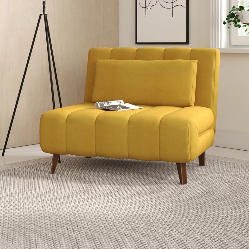 New London 40.55'' Wide Linen Convertible Chair | Wayfair North America