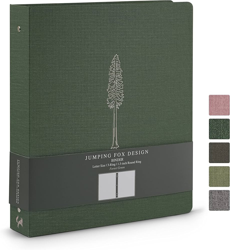 Jumping Fox Design Linen Fabric 3 Ring Binder, 1.5 Inch Binder, for 3 Hole Punch Letter Size Loos... | Amazon (US)