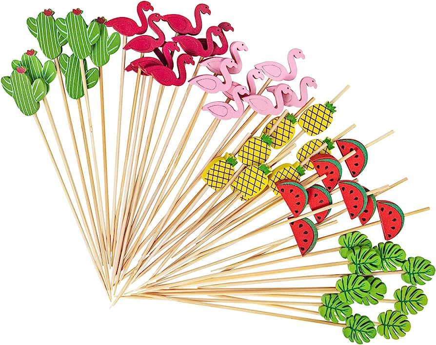 Cocktail Picks, Acerich 200 Pack Bamboo Sticks for Flamingo Party Decorations, Food Picks Toothpi... | Amazon (US)